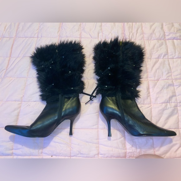 COLIN STUART Black Faux Fur Booties Size 7 1/2M - Picture 6 of 7